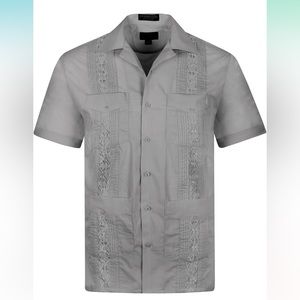 3/$50 Omega Men’s Casual Button Down Cuban Guayabera Short Sleeve Shirt